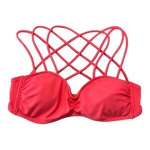 Hollister California Crossback Coral Pink Swimsuit Bikini Top Size XS EUC #4349